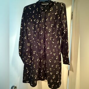 LOFT Black Dress with Dainty Floral Design Size 4